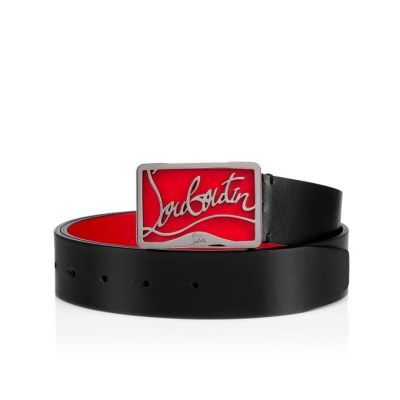 ζωνη ανδρικα Christian Louboutin Ricky Belt 35 κλασικα δερματινα Belts μαυρα κοκκινα | GR-56864