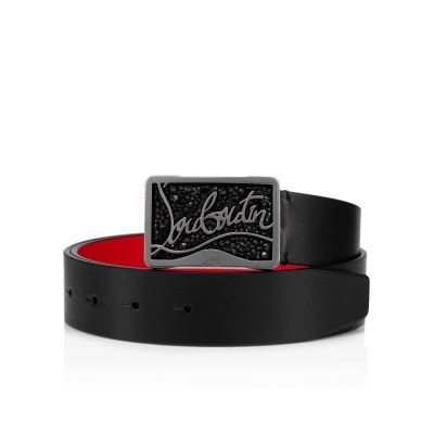 ζωνη ανδρικα Christian Louboutin Ricky Belt κλασικα δερματινα Belts μαυρα | GR-66331