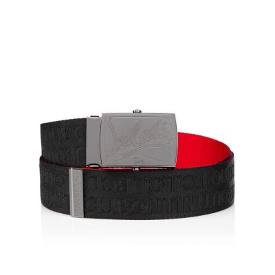 ζωνη ανδρικα Christian Louboutin Ricky Plate Belt κλασικα Fabric Belts μαυρα | GR-98835