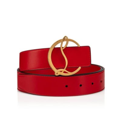 ζωνη γυναικεια Christian Louboutin W Cl Logo Belt Loubi/Antic Calf Belts κοκκινα χρυσο χρωμα | GR-01031
