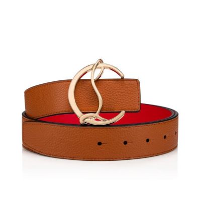 ζωνη γυναικεια Christian Louboutin W Cl Logo Belt κλασικα δερματινα Belts καφε χρυσο χρωμα | GR-14718