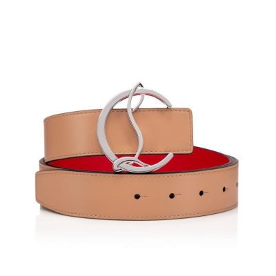 ζωνη γυναικεια Christian Louboutin W Cl Logo Belt κλασικα δερματινα Belts Μπεζ ασημι | GR-21142