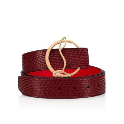 ζωνη γυναικεια Christian Louboutin W Cl Logo Belt Creative δερματινα Belts μπορντο χρυσο χρωμα | GR-49546