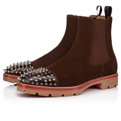 μποτεσ ανδρικα Christian Louboutin Melon Spikes Version Metal Veau Velours Booty μεταλλικός | GR-93120