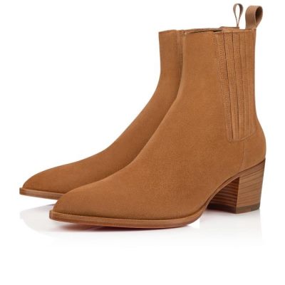 μποτεσ ανδρικα Christian Louboutin William Fennec Veau Velours Booty Χακί | GR-07252