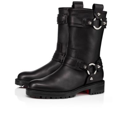 μποτεσ γυναικεια Christian Louboutin Bikita Lug Calf Boots μαυρα | GR-32958