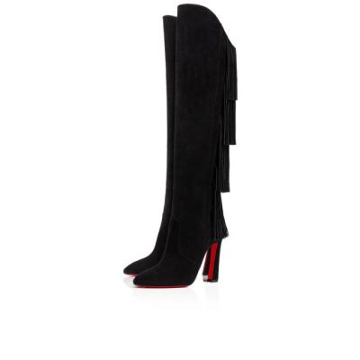 μποτεσ γυναικεια Christian Louboutin Boot Lionne 100 Veau Velours Boots μαυρα | GR-43868