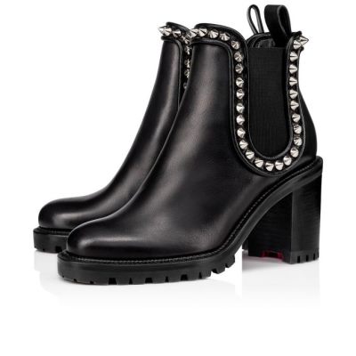 μποτεσ γυναικεια Christian Louboutin Capahutta 70 Calf Boots μαυρα ασημι | GR-35969