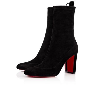 μποτεσ γυναικεια Christian Louboutin Gena Bootie 085 85 Veau Velours Boots μαυρα | GR-51906