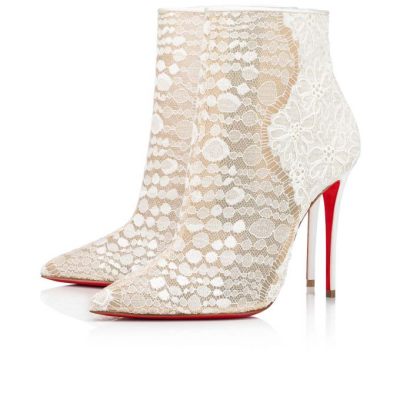 μποτεσ γυναικεια Christian Louboutin Gipsybootie 100 δαντελα Bootie ασπρα μπλε | GR-42129