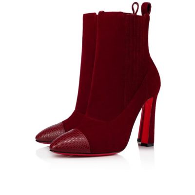 μποτεσ γυναικεια Christian Louboutin Me In The 90s 100 Tanin Veau Velours Boots μπορντο | GR-87668