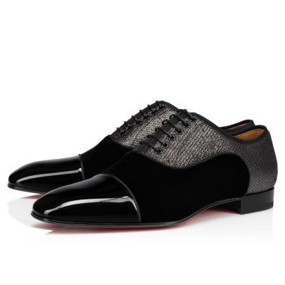 παπουτσια oxford ανδρικα Christian Louboutin Greggo Orlato Creative Fabric Oxford μαυρα | GR-08146