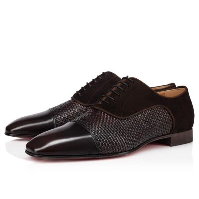 παπουτσια oxford ανδρικα Christian Louboutin Greggo Dark Creative δερματινα Oxford σκούρο καφε | GR-29758