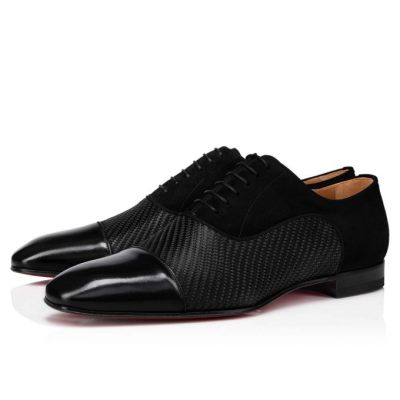 παπουτσια oxford ανδρικα Christian Louboutin Greggo βαμβακερα Oxford μαυρα | GR-85786