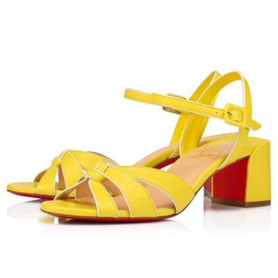 σανδαλια γυναικεια Christian Louboutin Anjalili 55 Nappa Sandals κίτρινα | GR-94133