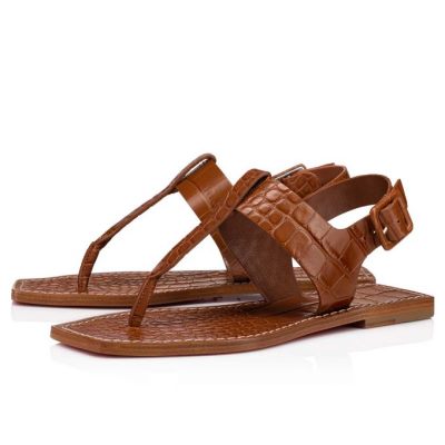 σανδαλια γυναικεια Christian Louboutin Cubongo Calf Sandals καφε | GR-52291