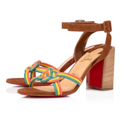 σανδαλια γυναικεια Christian Louboutin Ella 85 Nappa Sandals Πολύχρωμο Μπεζ | GR-11768