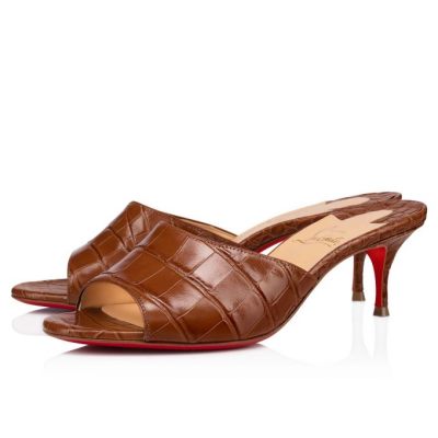σανδαλια γυναικεια Christian Louboutin East Mule 55 Calf Sandals καφε | GR-89410