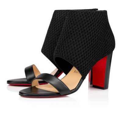σανδαλια γυναικεια Christian Louboutin Georgette Boot 85 Lucido Mesh Sandals μαυρα | GR-73990