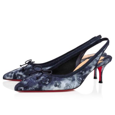 σανδαλια γυναικεια Christian Louboutin Hall sling Pump 55 βαμβακερα Pumps Πολύχρωμο μπλε | GR-80027