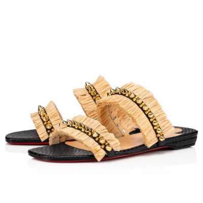 σανδαλια γυναικεια Christian Louboutin Marivodou Calf Sandals μαυρα Μπεζ | GR-41016