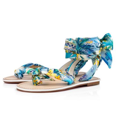 σανδαλια γυναικεια Christian Louboutin Spetsos Crepe Satin/Satin/Lurex Sandals Πολύχρωμο ασπρα | GR-16647