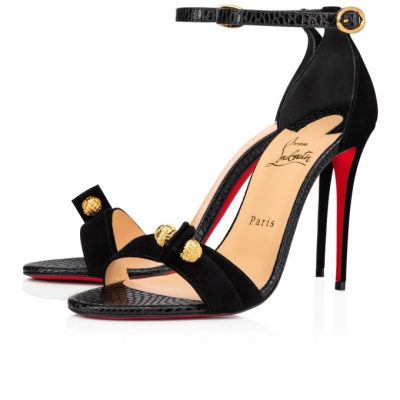 σανδαλια γυναικεια Christian Louboutin Stanisandal 100 Veau Velours Sandals μαυρα | GR-33852