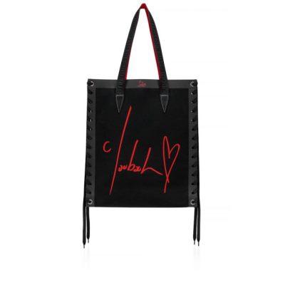 τσάντεσ tote γυναικεια Christian Louboutin Cabalace Small Creative Fabric Tote Bags μαυρα κοκκινα | GR-30121